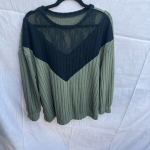 SHEIN Olive Ribbed Knit Sweater